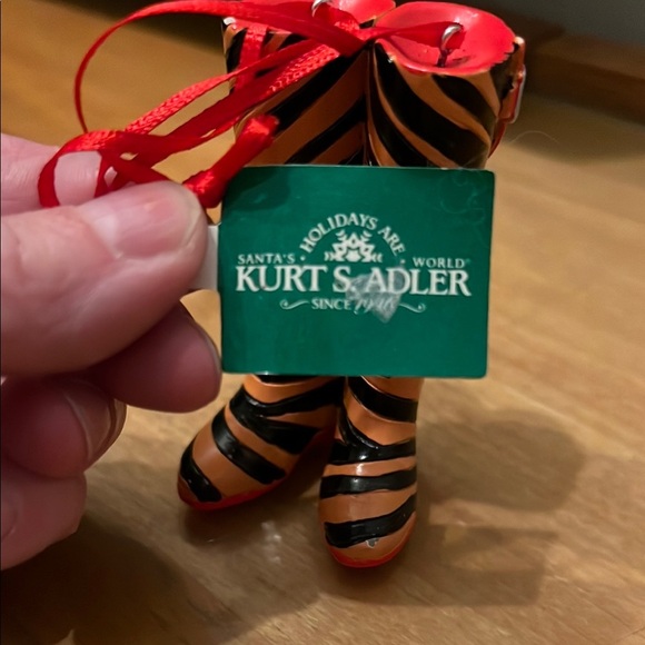 Orange and Black Heeled Boots with Zebra-Like Pattern - Picture 4 of 4